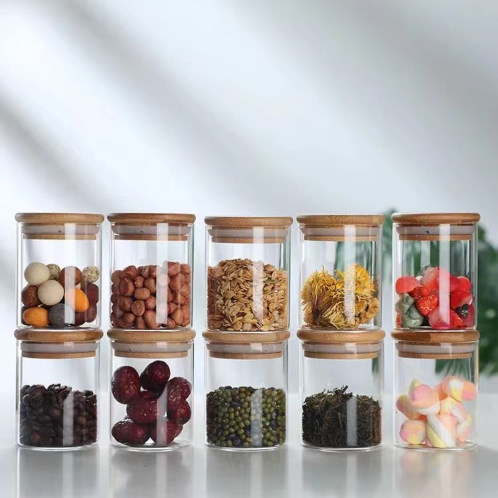 Homemade Food Snacks - 대나무 뚜껑으로 만든 유리 식품 저장