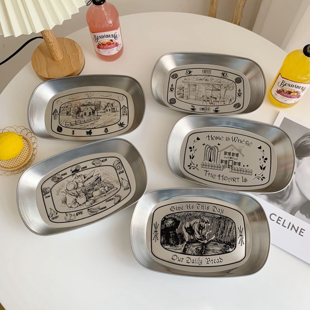 2PCS 빈티지 미국식 틴 트레이 스테인리스 스틸 스낵 - Food And Snacks For Picnic 리뷰 및 가격