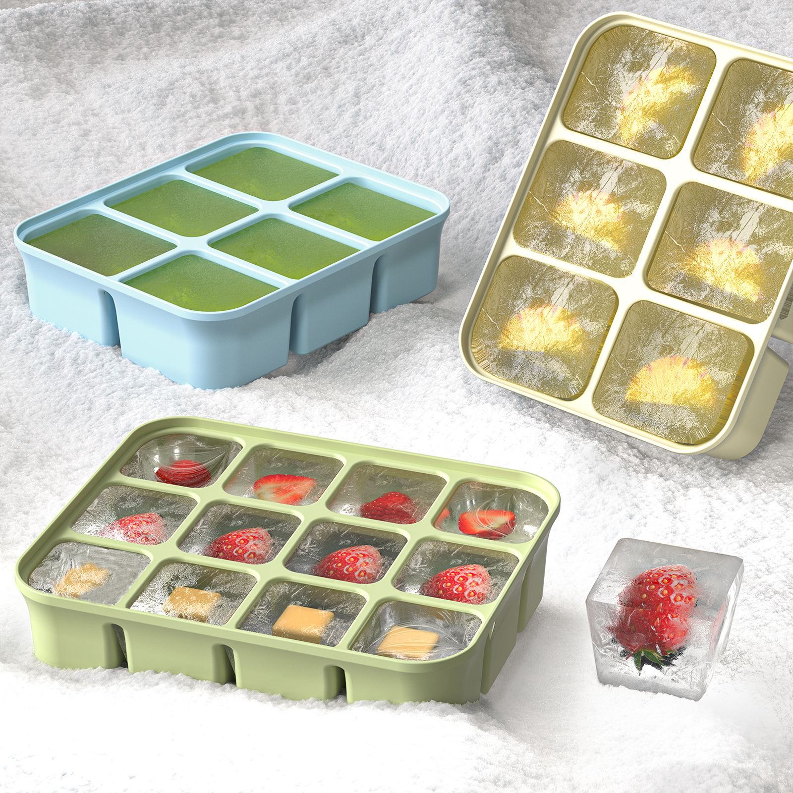 3Pcs 실리콘 이유식 냉동 트레이(뚜껑 포함), 수제 - Homemade Food Snacks 리뷰 및 가격