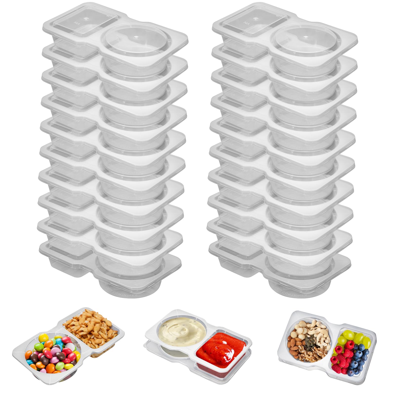 재사용 가능한 플라스틱 소스 용기, 이중 격자형 뚜껑  - Food And Snacks For Picnic 리뷰 및 가격